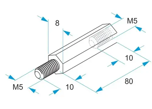 Wspornik dystansowy, wysokość 80mm, stal ocynkowana 25 sztuk BM QSMS080M5 2