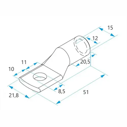 Końcówka kablowa oczkowa rurowa miedziana cynowana, 70/8, 70 mm², ø8, 100 szt. BM 019371 2