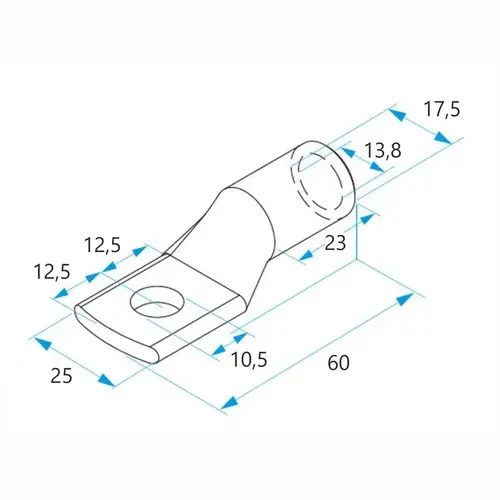Końcówka kablowa oczkowa rurowa miedziana cynowana, 95/10, 95 mm², ø10, 50 szt. BM 031431 2