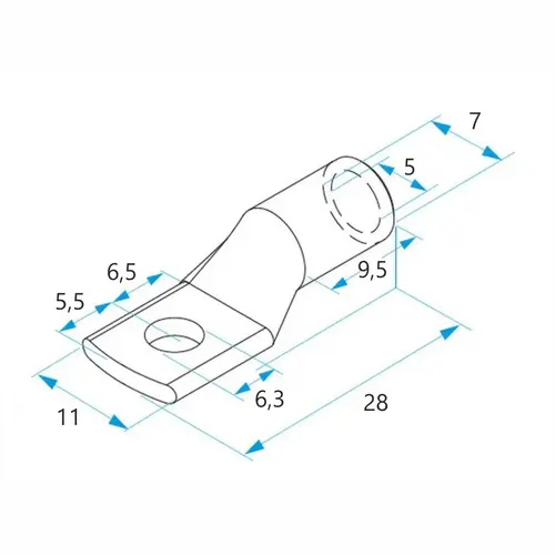 Końcówka kablowa oczkowa rurowa miedziana cynowana, 10/6, 10 mm², ø6, 100 szt. BM 031431 2