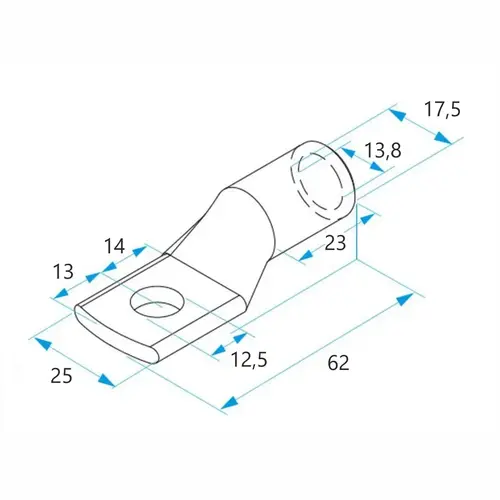Końcówka kablowa oczkowa rurowa miedziana cynowana, 95/12, 95 mm², ø12, 50 szt. BM 031491 2