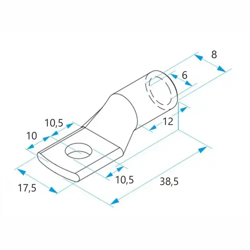 Końcówka kablowa oczkowa rurowa miedziana cynowana, 16/10, 16 mm², ø10, 100 szt. BM 015431 2