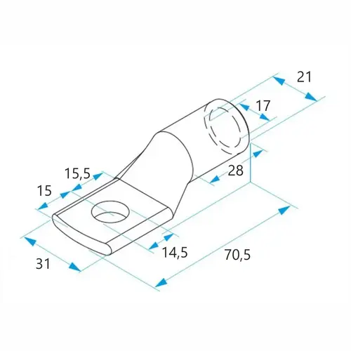 Końcówka kablowa oczkowa rurowa miedziana cynowana, 150/14, 150 mm², ø14, 50 szt. BM 033551 2