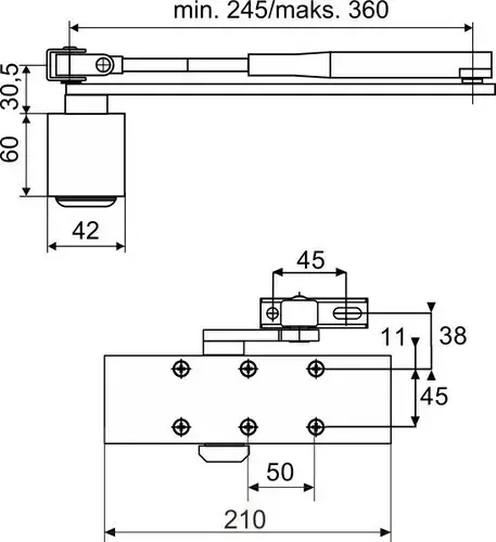 Samozamykacz GROOM-200 DORMA srebrny 2