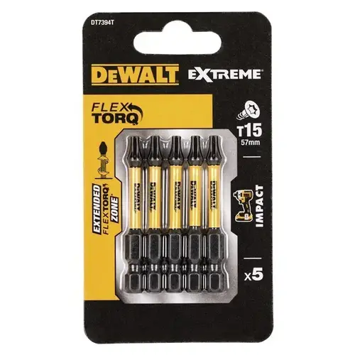 Zestaw 5szt. końcówek udarowych TX15/57mm, EXTREME Impact Torsion, DeWALT DT7394T 4