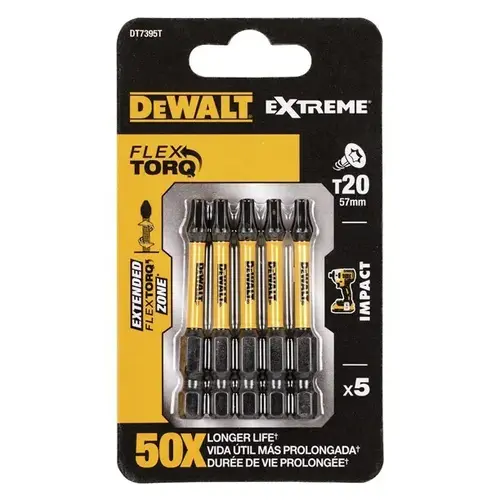 Zestaw 5szt. końcówek udarowych TX20/57mm, EXTREME Impact Torsion, DeWALT DT7395T 4
