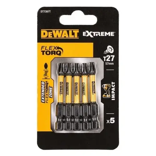 Zestaw 5 szt. końcówek udarowych T27/57mm, EXTREME Impact Torsion, DeWALT DT7397T 4