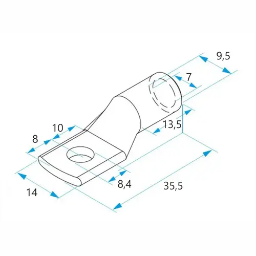 Końcówka kablowa oczkowa rurowa miedziana cynowana, 25/8, 25 mm², ø8, 100 szt. BM016371 2