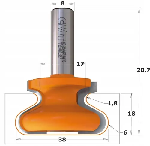 Frez trzpieniowy CMT  HM D=38.1 I=20.7 T=18 S=8 R=1.8-6 7