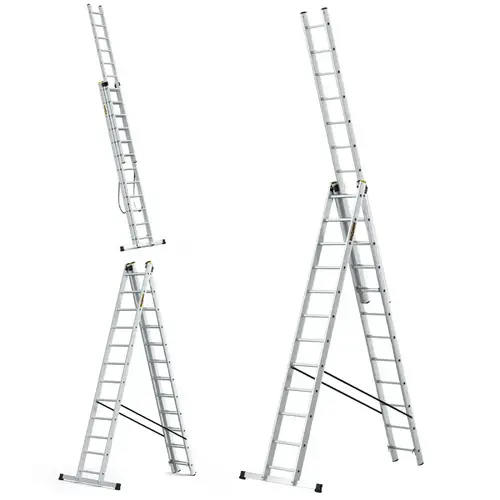 Drabina PRO aluminiowa 3-elementowa 3x12 szczebli 150 kg Drabest 7