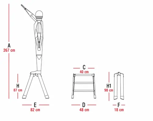 Profesjonalny stołek dwustronny 4+4 o szerokości 40 cm, 60 cm ND, NDL Faraone 11