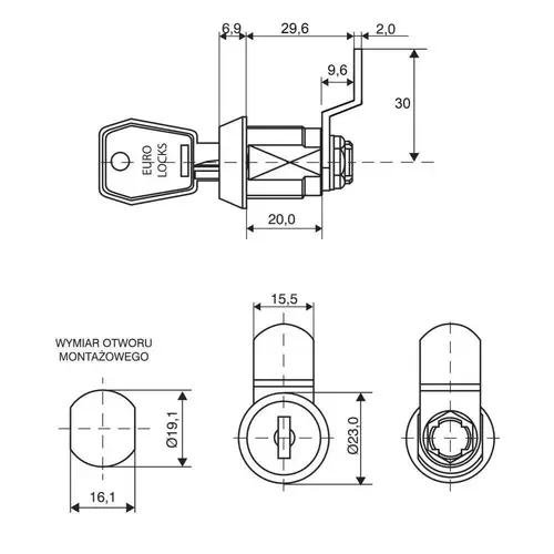 Zamek meblowy EURO-LOCKS B376/6268 2