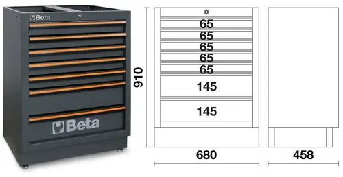 Zestaw mebli warsztatowych system C45PRO ze stalowym blatem oraz 267 szt narzędzi GRATIS! Beta C45PRO2.0/X/267UT 6