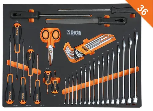 Zestaw mebli warsztatowych system C45PRO 2.0 ze stalowym blatem i zestawem 196 szt narzędzi GRATIS! Beta C45PRO2.0/B7W/196UT 14