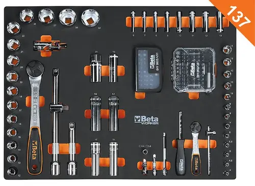 Zestaw mebli warsztatowych system C45PRO 2.0 ze stalowym blatem i zestawem 196 szt narzędzi GRATIS! Beta C45PRO2.0/B7W/196UT 15