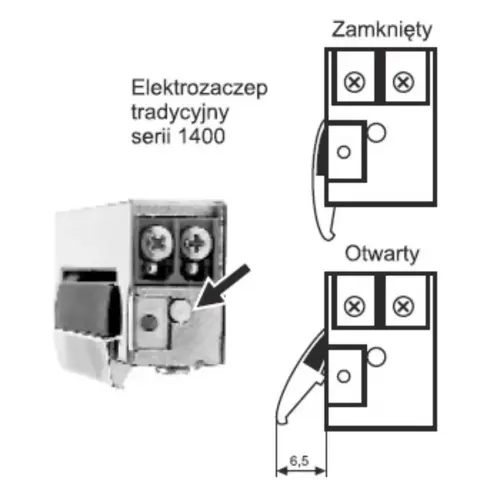 Elektrozaczep rewersyjny 1411RFW 12VDC wąski 16.5x29x67 JiS 3