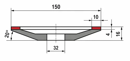 Ściernica diamentowa 150x32x10x4 12A2 c50 2