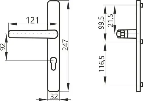 Klamka do drzwi 92 WB SATURN antracyt 32/247 2