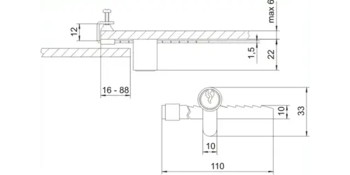 Zamek gablotowy meblowy LOB ZG02 BLT 2