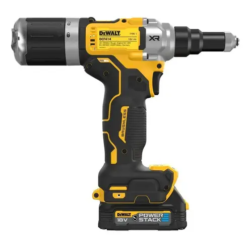 Nitownica do nitów zrywalnych 4,8-6,4mm, 18V Li-Ion 2x1,7Ah GFN POWERSTACK + ładowarka + walizka DeWalt DCF414E2GT  3