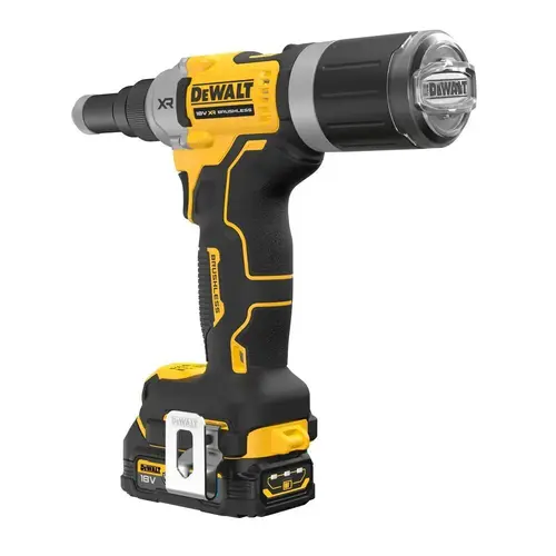Nitownica do nitów zrywalnych 4,8-6,4mm, 18V Li-Ion 2x1,7Ah GFN POWERSTACK + ładowarka + walizka DeWalt DCF414E2GT  4