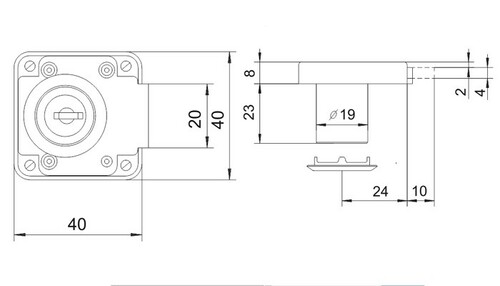 Zamek meblowy patentowy wierzchni 19/23 mm LOB VS400 2