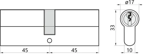 Wkładka bębenkowa 45/45 GERDA H-PLUS BLT nikiel/satyna 3