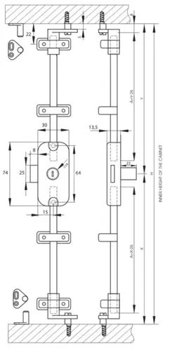 Zamek baskwilowy trzypunktowy SISO X922 fi19x22mm CK 2