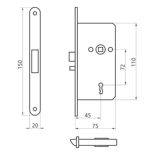Zamek do drzwi 72/45 wpuszczany na klucz Assa Abloy 4