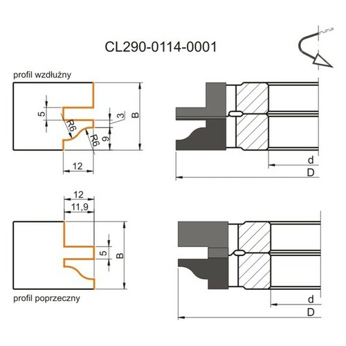 Zestaw frezów HM do drzwi meblowych 0114x40x22-27/4z GLOBUS 2