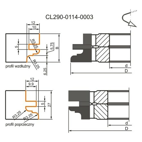 Zestaw frezów HM do drzwi meblowych 0114x40x22-27/4z GLOBUS 4