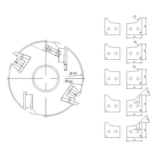 Głowica do fazowania i zaokrąglania 0125x40x130/2+2z - z możliwością regulacji GLOBUS 4