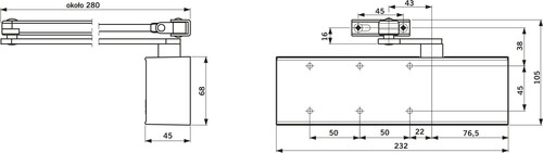 Samozamykacz drzwiowy DORMA TS-72  brązowy 80kg/110cm 2