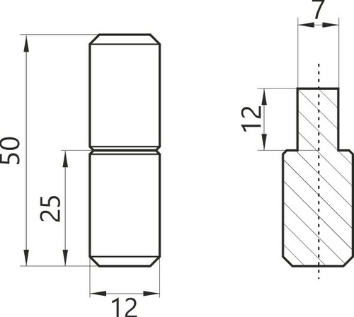 Zawias toczony 12x50 D 2