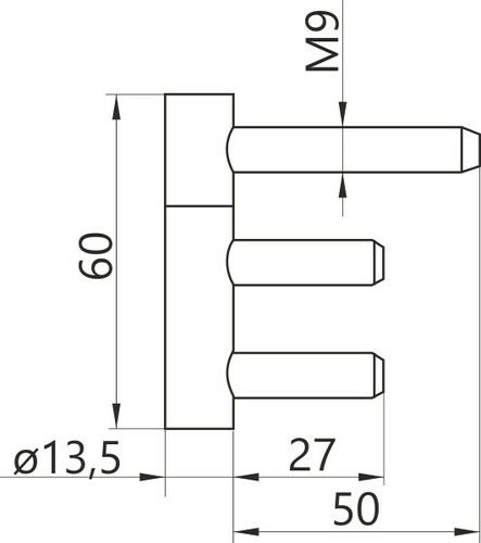 Zawias trójdzielny do drzwi wciskano wkręcany ocynkowany 12/50/50 2