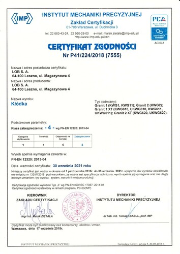 Kłódka jarzmowa z atestem LOB GRANIT 2 XT KWG620 3