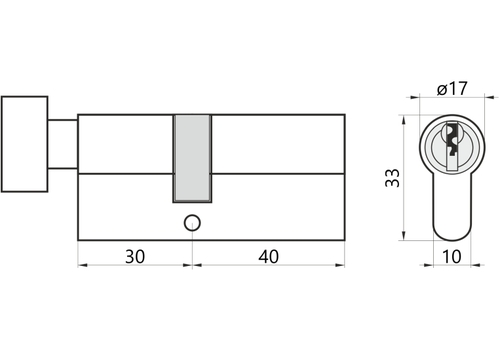 Wkładka do drzwi do zamka 30g/40 M&D A2 z gałką 2
