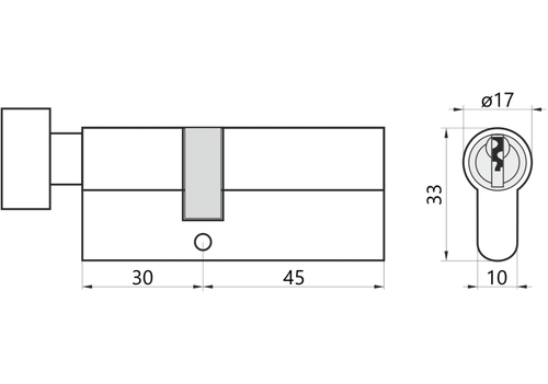 Wkładka do drzwi do zamka 30g/45 M&D A2 z gałką 2