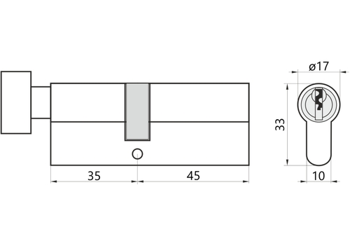 Wkładka do drzwi do zamka 35g/45 M&D A2 z gałką 2