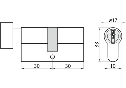 Wkładka do drzwi do zamka 30g/30 M&D CYKLOP z gałką 2