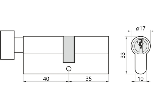 Wkładka do drzwi do zamka 40g/35 M&D A2 z gałką 2