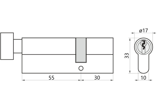 Wkładka do drzwi do zamka 55g/30 M&D A2 z gałką 2