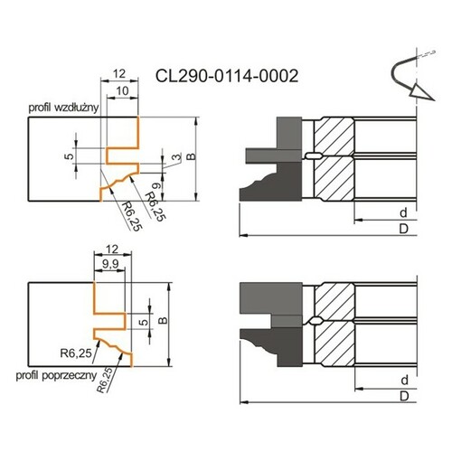 Zestaw frezów HM do drzwi meblowych 0114x40x22-27/4z GLOBUS 21