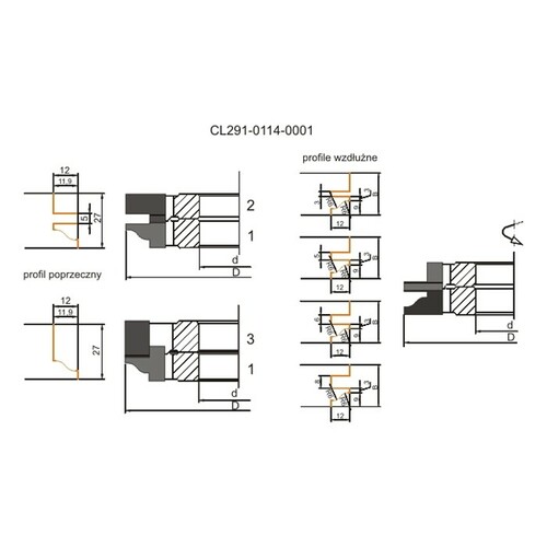 Zestaw frezów HM do ram drzwi 0114x40x22-27/4z GLOBUS 16