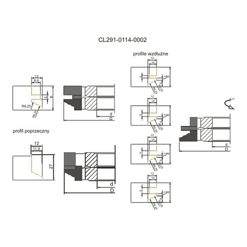 Zestaw frezów HM do ram drzwi 0114x40x22-27/4z GLOBUS 20