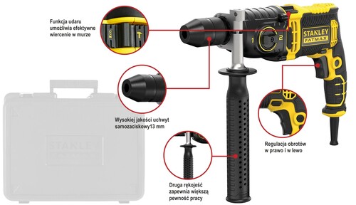 Wiertarka udarowa 1100W + walizka STANLEY FMEH1100K 10