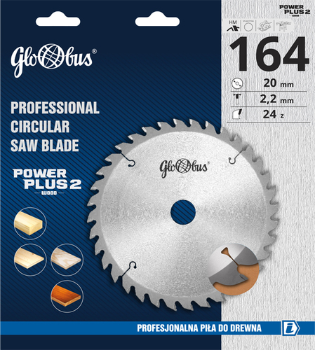 Tarcza do drewna do pilarki ręcznej HM POWER PLUS 2 -WOOD- 0235x30x2,7/1,6/52z GS15 do pilarek ręcznych GLOBUS 14