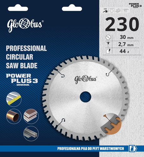 Tarcza do drewna do pilarki ręcznej HM POWER PLUS 3 -UNIVERSAL- 0210x30x2,7/1,6/42z 1GS5 do pilarek ręcznych GLOBUS 15