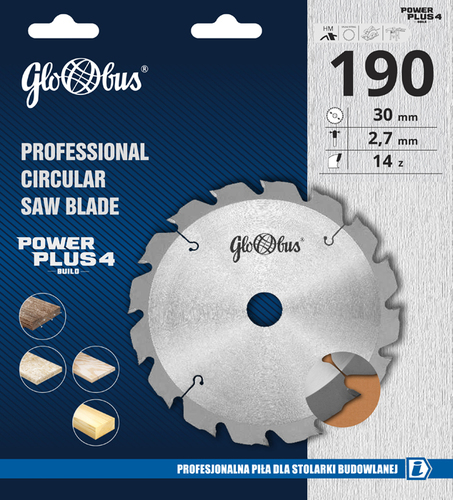 Tarcza do drewna do pilarki ręcznej HM POWER PLUS 4 -BUILD- 0160x20x2,7/1,6/12z GB15 do pilarek ręcznych GLOBUS 15
