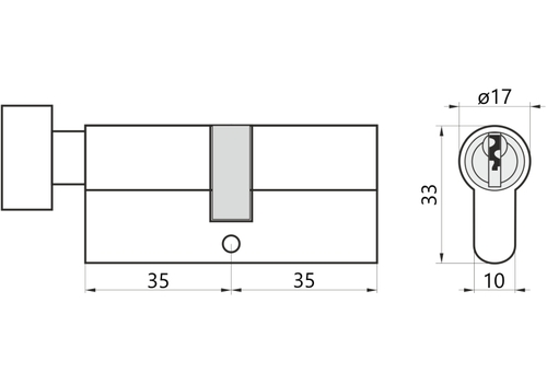 Wkładka do drzwi do zamka 35g/35 M&D A2 z gałką 2